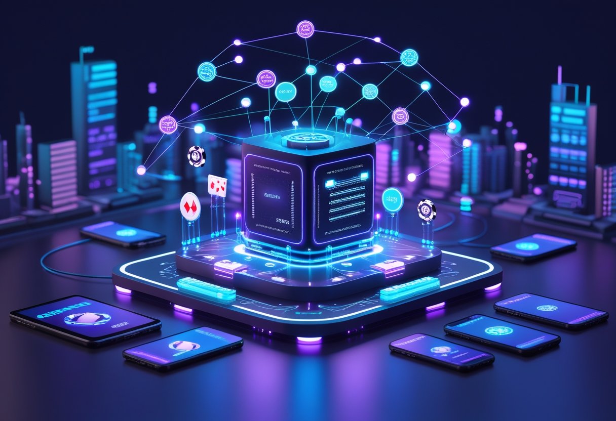 카지노 API 연동 시스템과 생활문화 콘텐츠 플랫폼의 주요 구조를 보여주는 디지털 네트워크 장면